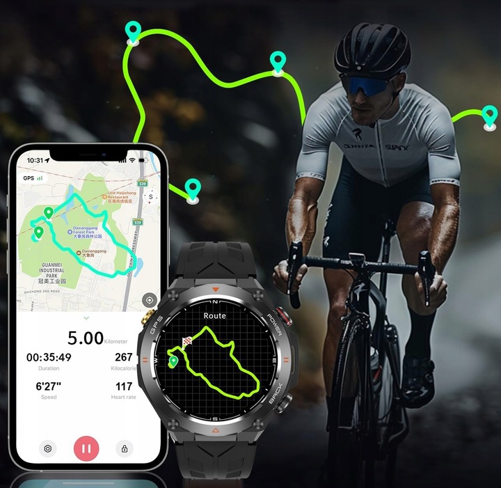 SMARTWATCH Zegarek GPS BAROMETR KOMPAS CIŚNIENIOMIERZ ROZMOWY