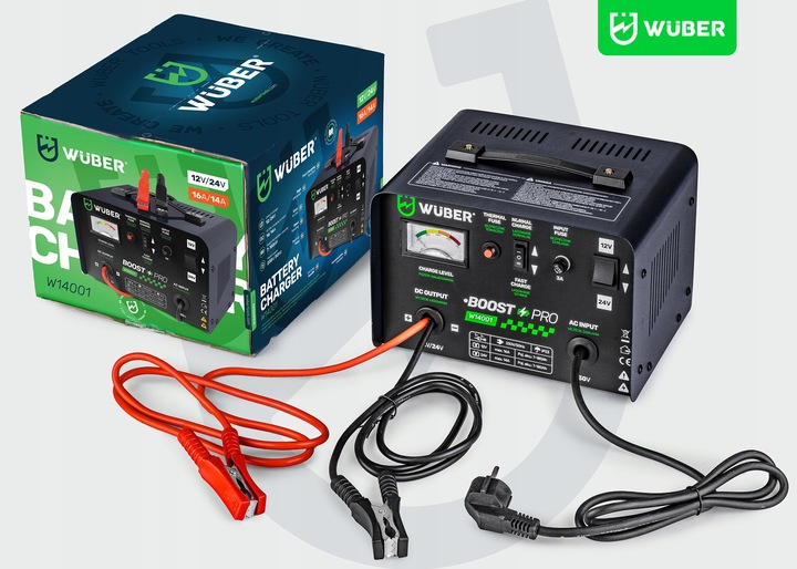 PROSTOWNIK AKUMULATOROWY 16A SAMOCHODOWY 7-180AH DO ŁADOWANIA 12V24V WUBER