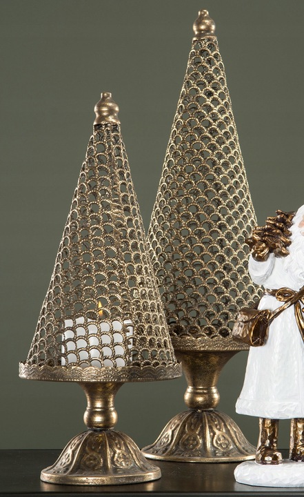 FIGURKA CHOINKA ZŁOTA ŚWIĄTECZNA 2 szt. ozdoba dekoracja na święta prezent