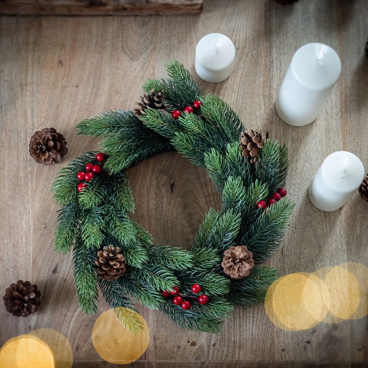 WIANEK ŚWIĄTECZNY STROIK NA DRZWI STÓŁ WIENIEC OZDOBA PREMIUM ŚWIĘTA 45 cm