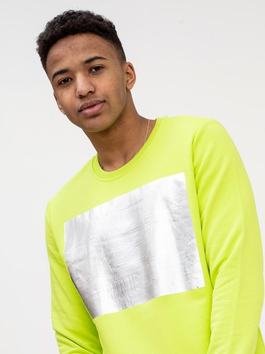 Męska Bluza Breezy Silver Panel Limonkowa XXL