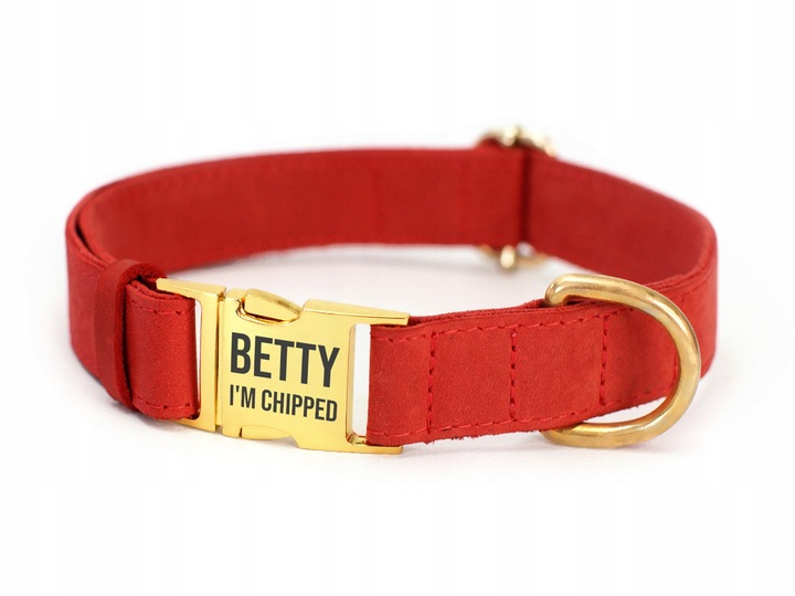 Obroża Dla Psa Skórzana z Grawerem r. L Czerwony