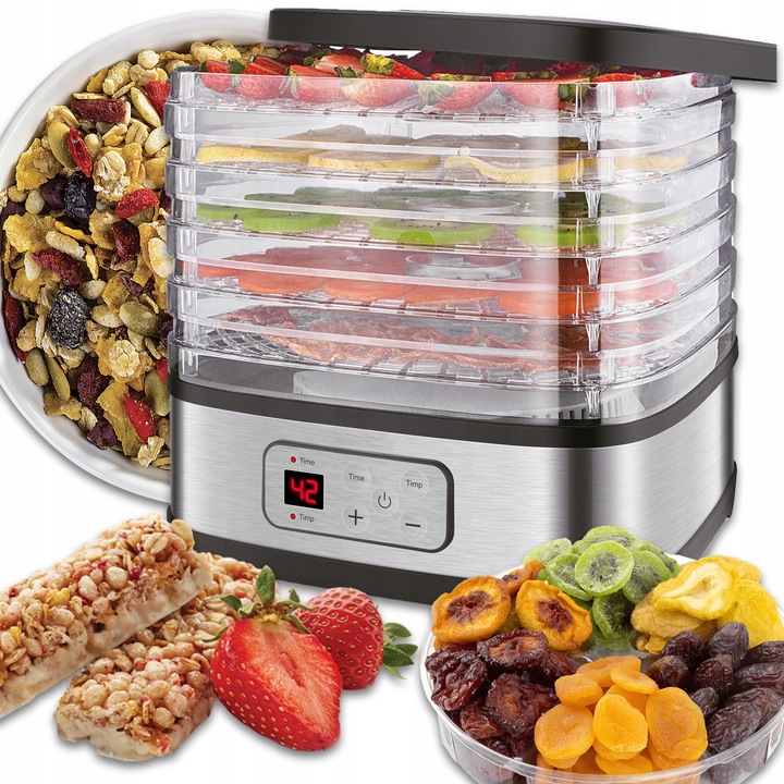 MOCNA SUSZARKA LCD DO GRZYBÓW OWOCÓW WARZYW EKO 5 SIT 240W REGULACJA ZESTAW