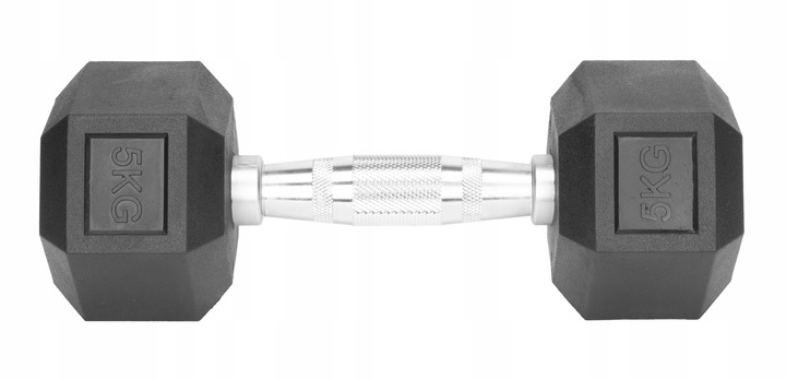 Hantle stałe 2x5kg żeliwne gumowane ZESTAW 10kg HEX do treningu SOLIDNE