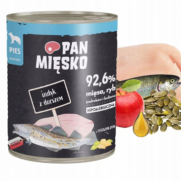 PAN MIĘSKO Karma mokra dla psa Mix Smaków 12x 800g Pełnoporcjowa bezzbożowa