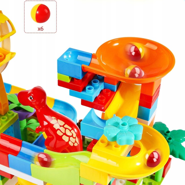 KLOCKI KONSTRUKCYJNE DO BUDOWANIA TOR KULKOWY PARK DINOZAURÓW ZESTAW 255 EL