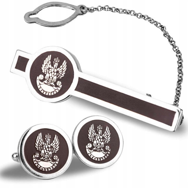 Damskie Spinki do Mankietów i Krawata Wojsk Lądowych Zestaw 841D/MON