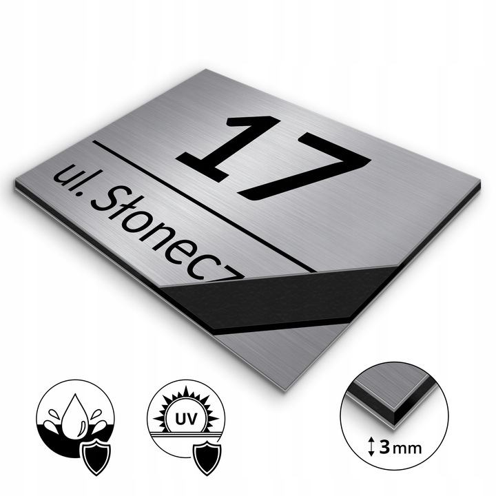 NIERDZEWNY NUMER NA DOM 32x21cm TABLICZKA ADRESOWA Z NUMEREM DOMU ALUMINIUM