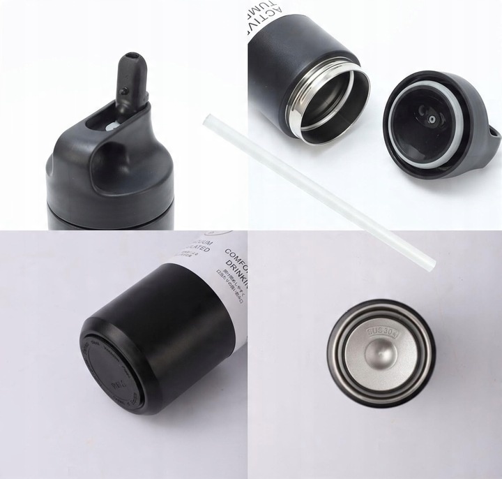 Kubek termiczny ze słomką i ustnikiem butelka termiczna stalowa 550 ml