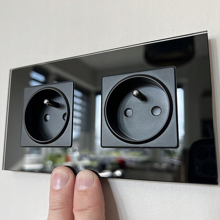 Gniazdo Podwójne Szklane Szkło Zestaw Ramka Podwójna i 2 x Gniazdko MIUUN