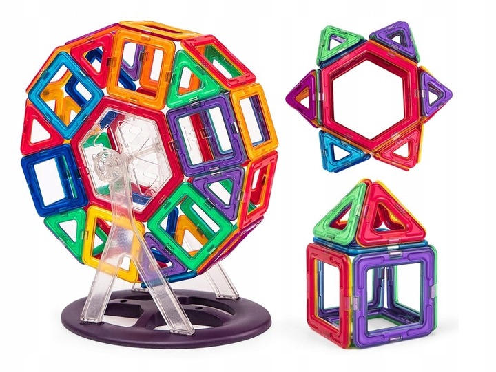 KLOCKI MAGNETYCZNE PANELE NEODYMOWE 76 EL DUŻY ZESTAW EDUKACYJNY DLA DZIECI
