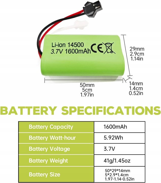 2 sztuki akumulatorów Li-ion 3.7 V 1600 mAh z SM-2P do samochodu RC 9962