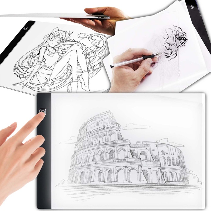 Podświetlana Deska Tablica Kreślarska Tablet Graficzny do Rysowania LED A4