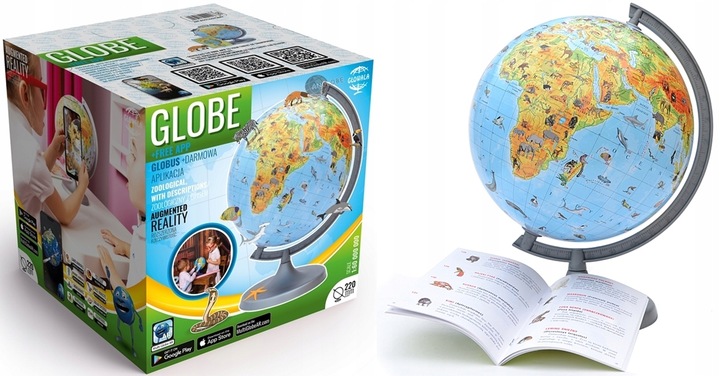 Globus ZOOLOGICZNY 220mm +książka karton APLIKACJA Produkt Polski zwierzęta