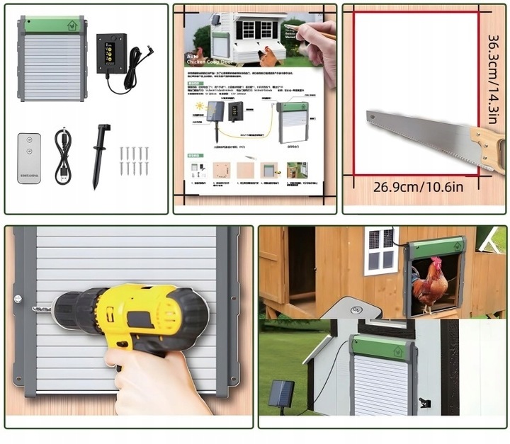 AUTOMATYCZNE DRZWI KURNIKA SOLARNE PILOT DRZWICZKI CZUJNIK ŚWIATŁA TIMER