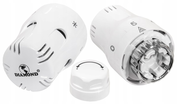 ZESTAW TERMOSTATYCZNY PROSTY ZAWÓR ZASILAJĄCY POWROTNY GŁOWICA DO GRZEJNIKA