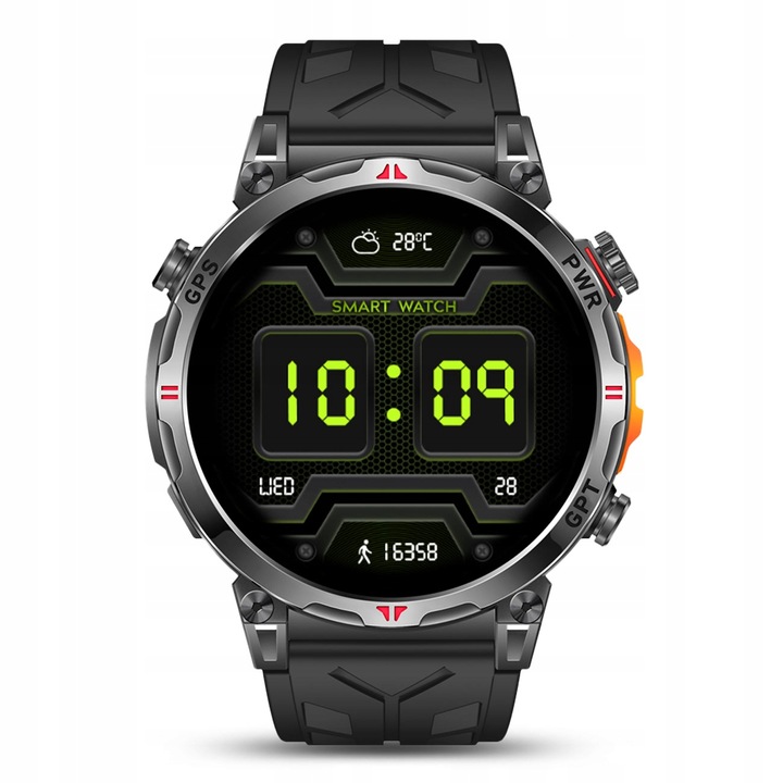 SMARTWATCH MĘSKI ZEGAREK CHAT GPT GPS ROZMOWY SPORT 650mAh 2 paski MENU POL
