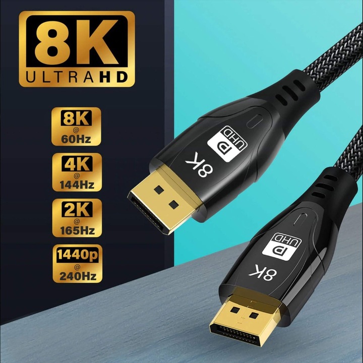 Kabel przewód DisplayPort 1.4 DP-DP 8K60Hz 4K 2m