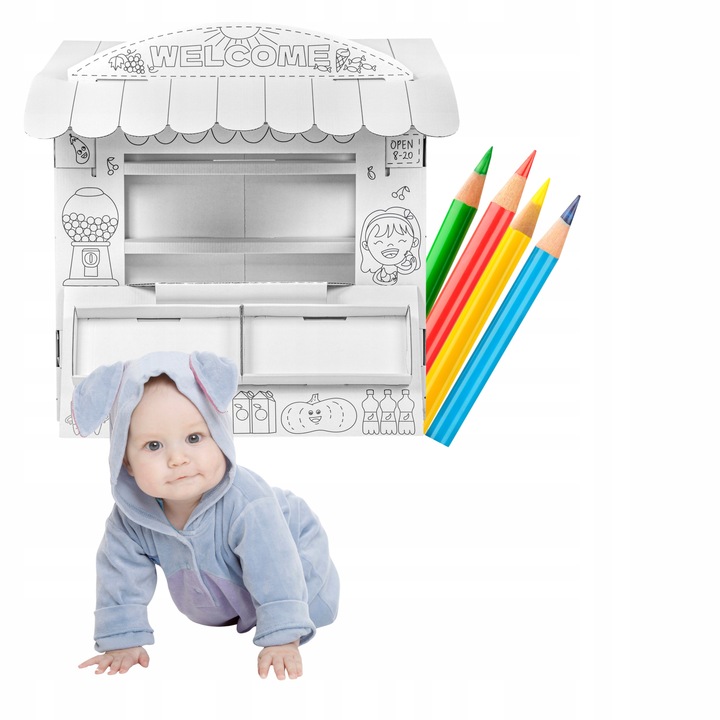 Stragan Tektorado Kartonowy Domek do malowania samodzielnego złożenia 97 cm