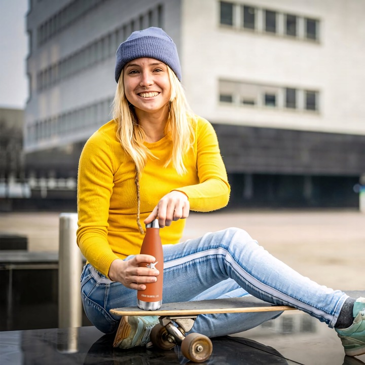 Termos Kubek Termiczny na Kawę Herbatę Stalowy Szczelny Pomarańczowy 350ml