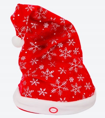 CZAPKA MIKOŁAJA tańcząca CZERWONA 41x18 cm śpiewająca grająca