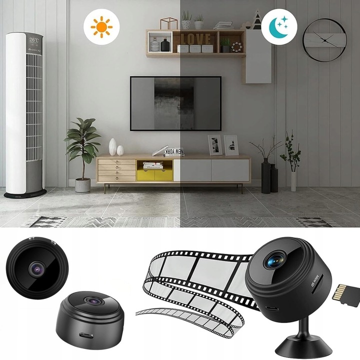 MINI KAMERA WIFI SZPIEGOWSKA IP SMART FULL HD MONITORING BEZPRZEWODOWA A9