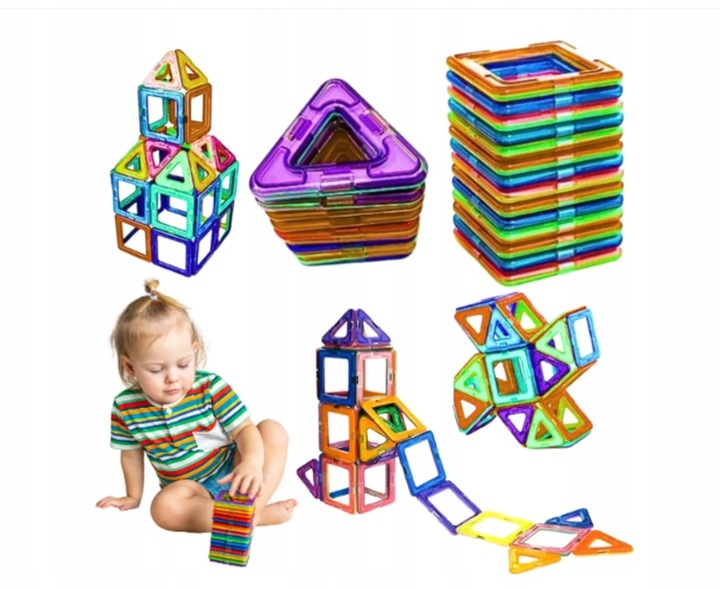 Klocki Magnetyczne Konstrukcyjne Edukacyjne 3D COOLJOY 45 el