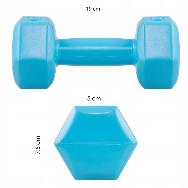 HANTLE BITUMICZNE 2x1 KG zestaw ciężarków hantelki do ćwiczeń fitness stałe