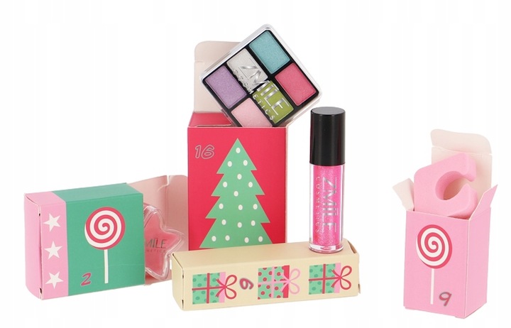 KALENDARZ ADWENTOWY DLA KOBIET MAKE UP Z KOSMETYKAMI ZESTAW DO MAKIJAŻU