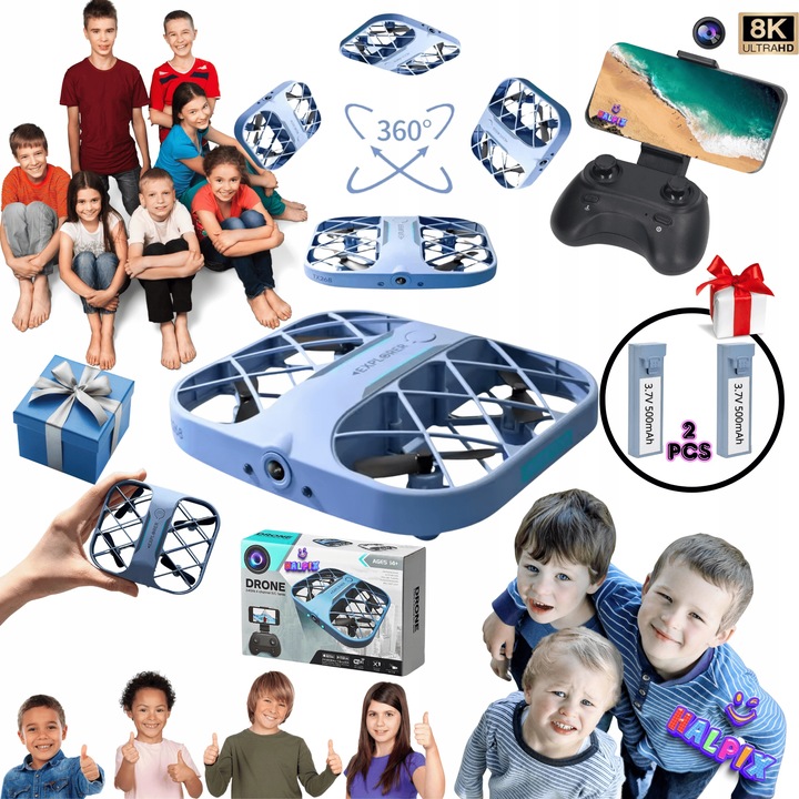 Trikowy mini dron Halpix zdalnie sterowany z kamerą 8K i Wi-Fi