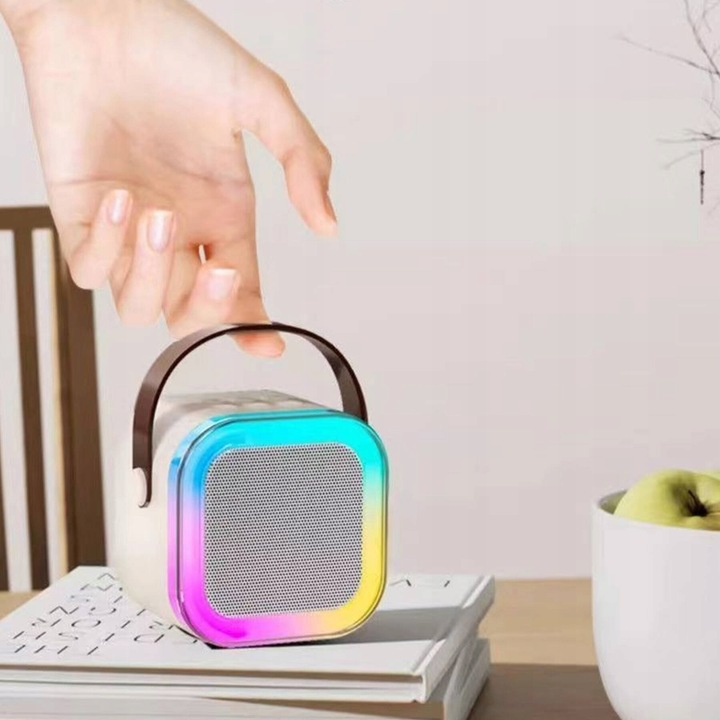 GŁOŚNIK BLUETOOTH PRZENOŚNE KARAOKE LAMPKA RGB 2 MIKROFONY USB SD MINI JACK