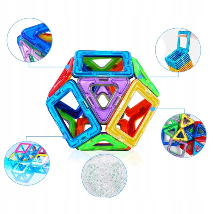 MAGNETYCZNE KLOCKI KONSTRUKCYJNE, ZESTAW 105 PŁYTEK MAGNETYCZNYCH, PREZENT