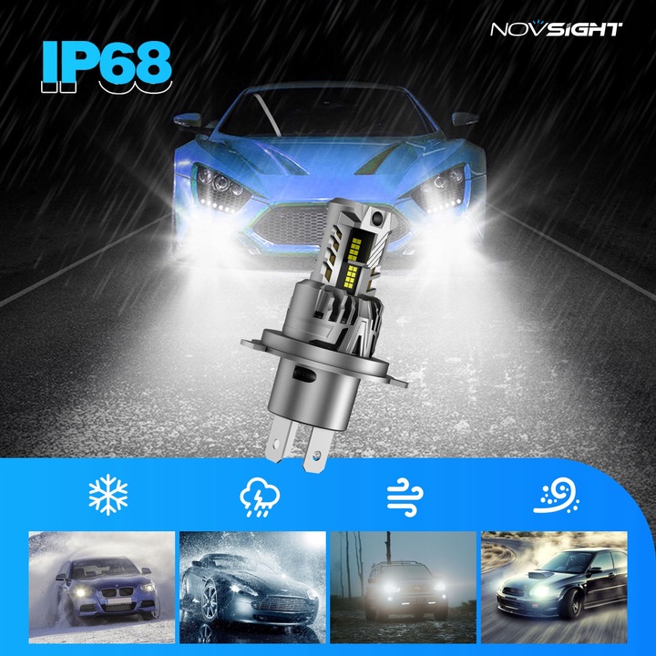 ŻARÓWKI LED H4 +700% BARDZO MOCNE BIAŁE 6500K 1:1 CANBUS