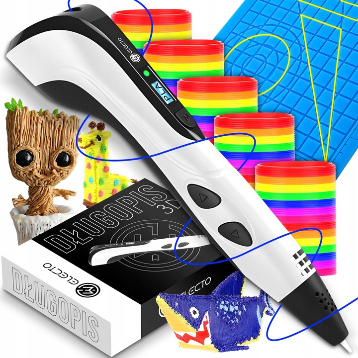 DŁUGOPIS 3D DLA DZIECI DRUKARKA MODEL PRO+ WKŁADY 160 METRÓW+ MATA OCHRONNA