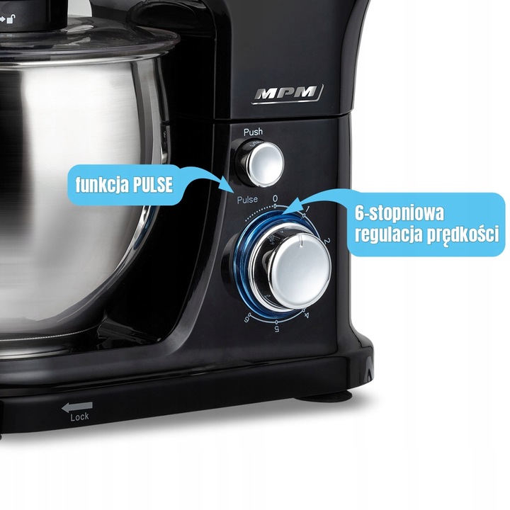 Robot kuchenny planetarny wielofunkcyjny 2 misy zestaw czarny MPM MRK-21