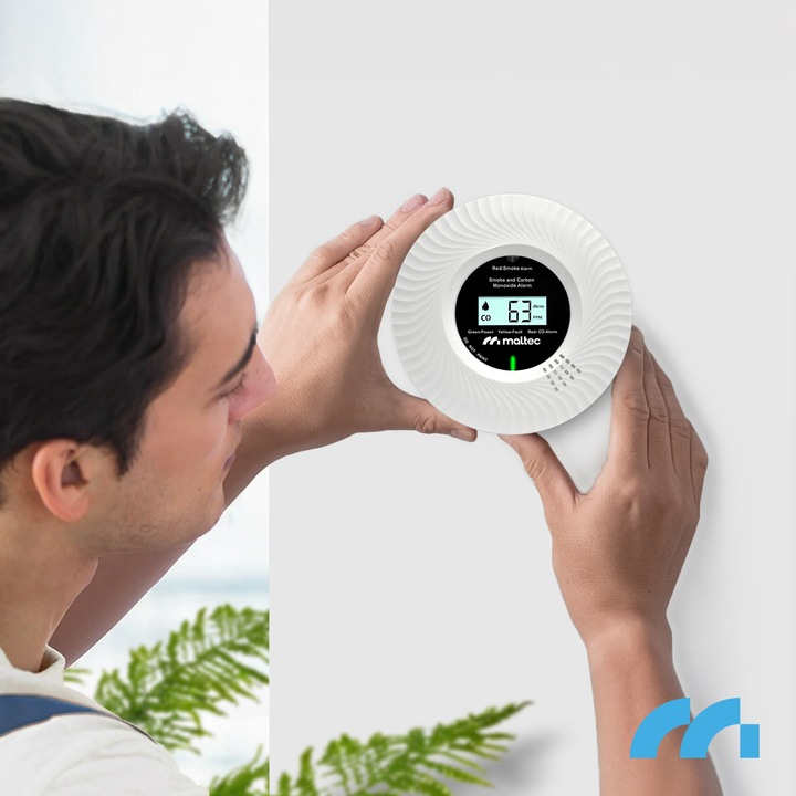 CZUJNIK CZADU I DYMU DETEKTOR TLENKU WĘGLA CERTYFIKOWANY ALARM 2w1 LCD