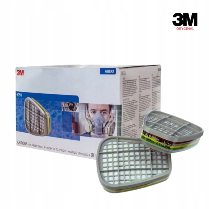 3M 6059 ABEK1 FILTR WĘGLOWY POCHŁANIACZ GAZOWY 2 SZT =1 KPL