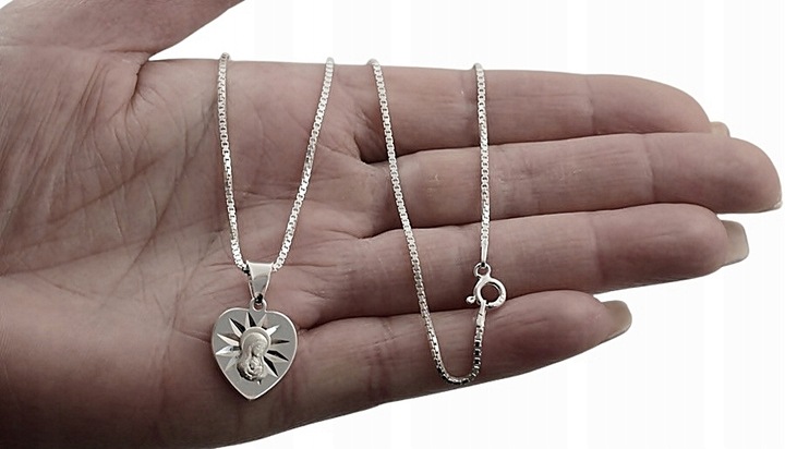 Łańcuszek Srebrny Wenecjana z Medalikiem Serduszko pr 925 Grawer Gratis