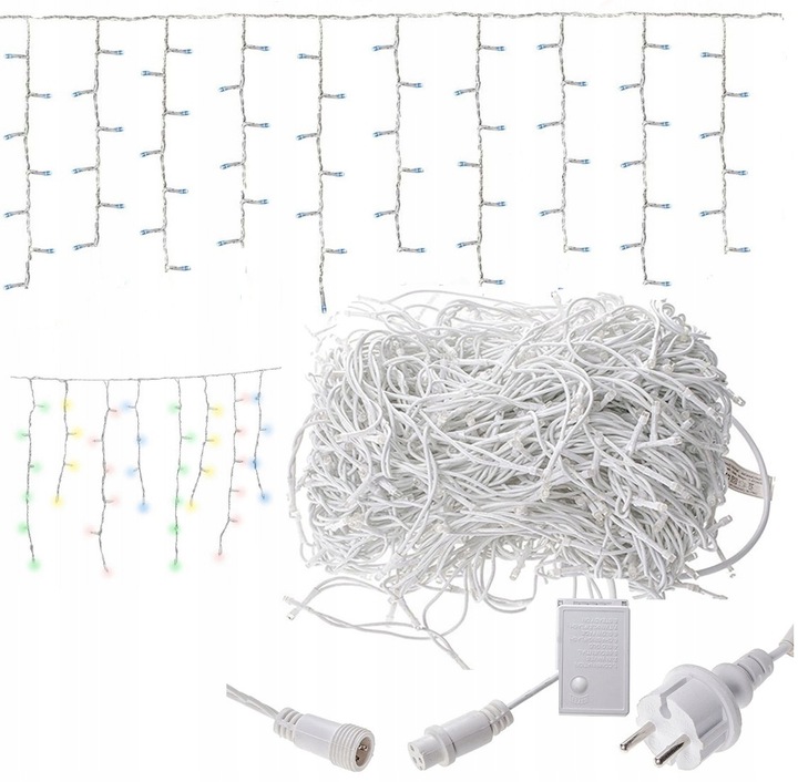 LAMPKI CHOINKOWE SOPLE 100 LED KURTYNA BIAŁE ZIMNE FLASH KURTYNA ŚWIETLNA