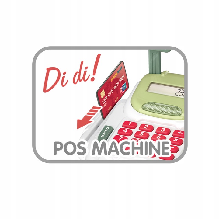 DUŻA KASA FISKALNA Sklepowa DLA DZIECI KALKULATOR Skaner KOSZYK MATADI AKC