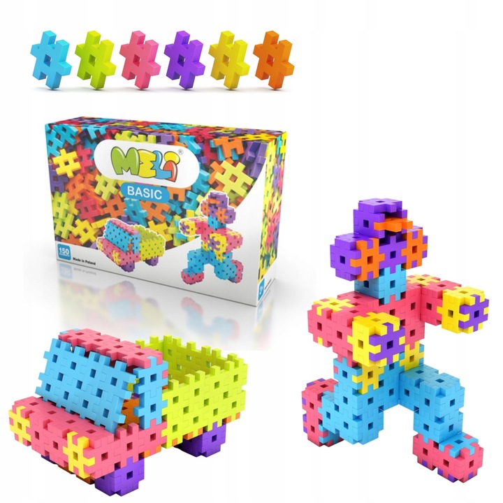 KLOCKI WAFLE KONSTRUKCYJNE MELI Basic 150 El MINI PUZZLE GOFRY EDUKACYJNE