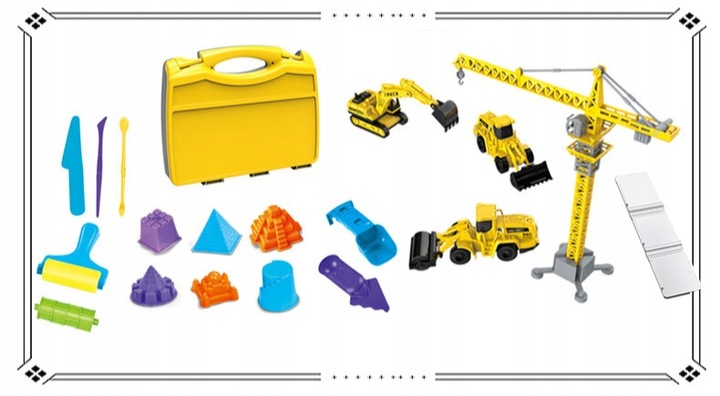 Zestaw Konstrukcyjny Dźwig Piasek Kinetyczny Pojazdy Budowlane dla Dzieci