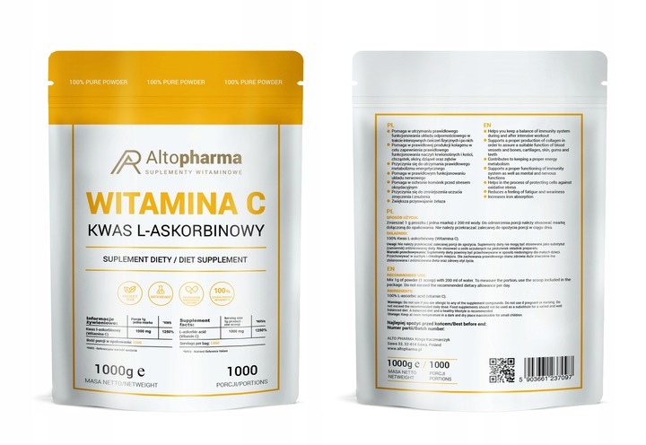 WITAMINA C W PROSZKU 100% KWAS L-ASKORBINOWY 1Kg