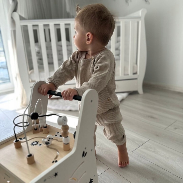 Drewniany pchacz 6w1, chodzik dla dzieci z funkcją stolika edukacyjnego