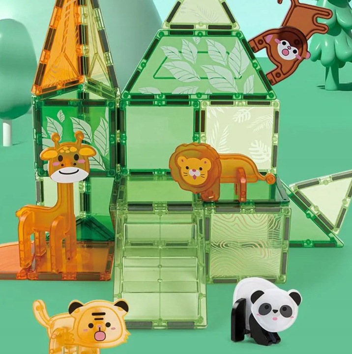 Klocki Magnetyczne Kreatywne Magnetic Tiles Konstrukcyjne Zoo 50 elementów