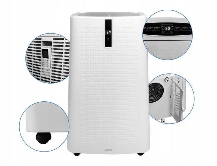 Klimatyzator przenośny ENVA 3,5 kW 4w1 WiFi osuszacz 56l/24h pompa ciepła