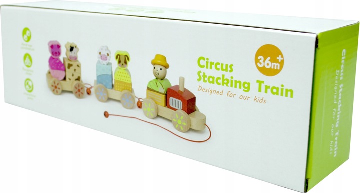 LT333 NOWY DREWNIANY POCIĄG Z WAGONAMI I KLOCKAMI WIEJSKA SCENERIA