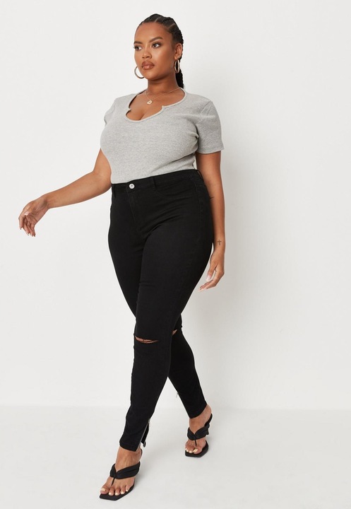 CZARNE JEANSY ELASTYCZNE DZIURY (32)