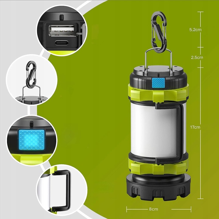 LAMPA TURYSTYCZNA LED LATARKA KEMPINGOWA POWERBANK