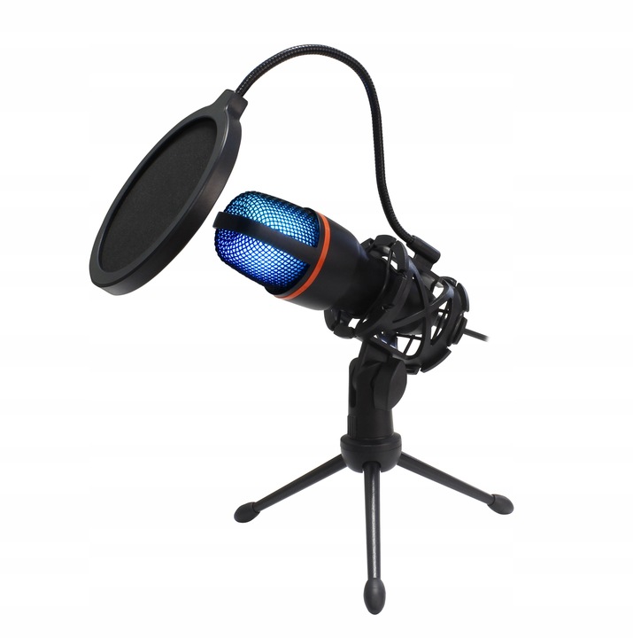 MIKROFON DO KOMPUTERA POJEMNOŚCIOWY GAMINGOWY STUDYJNY KARAOKE FILTR USB